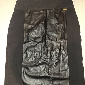 Calvin Klein Black Pencil Skirt with Leather Panel